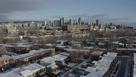 4k winter city montreal sunrise drone landscape sequence_004