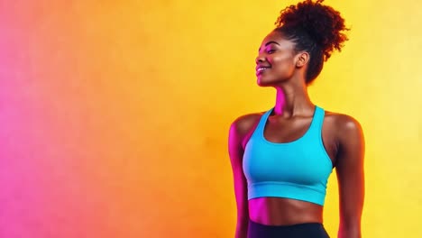 a woman in a sports bra