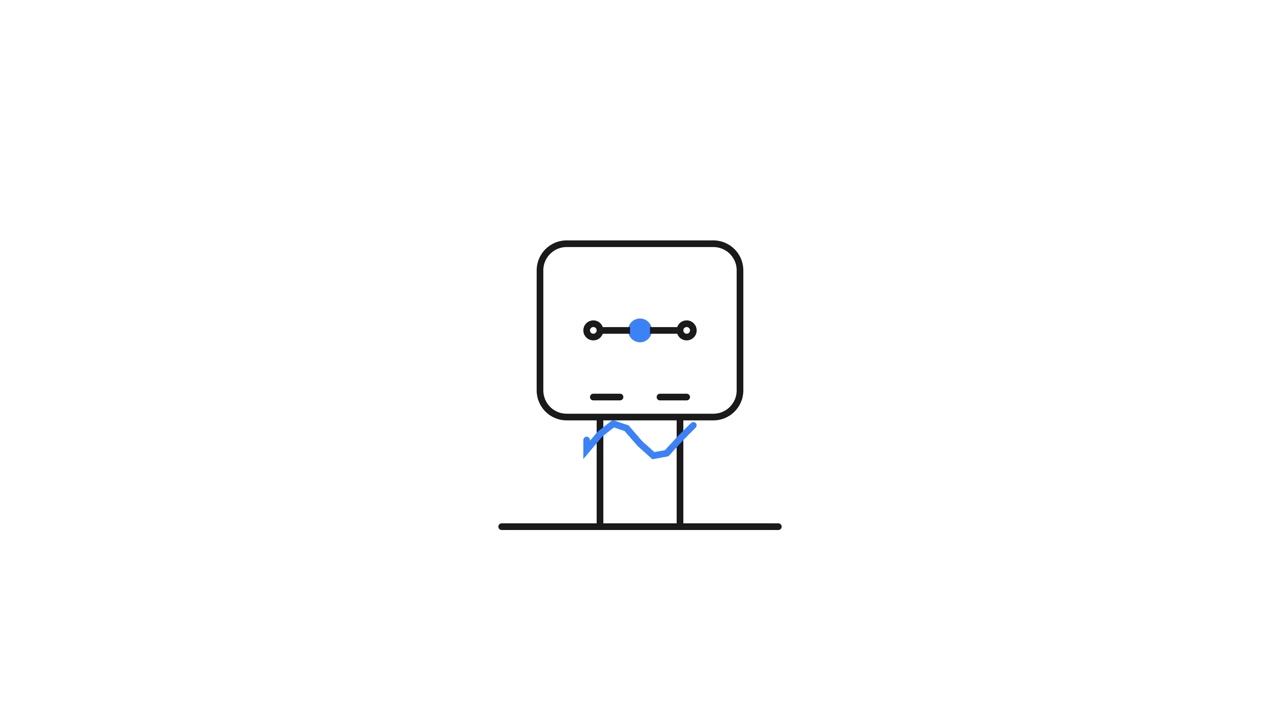 Icono animado minimalista de una caja cuadrada con onda sinusoidal en movimiento