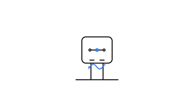Minimalist Animated Icon of a Square Box with Moving Sine Wave