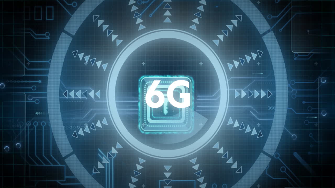 검은 바탕에 6g 텍스트, 범위 및 데이터 처리의 애니메이션