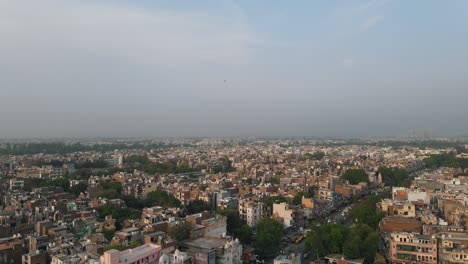 top aerial view of indian city rooftops new delhi west delhi 4k-9