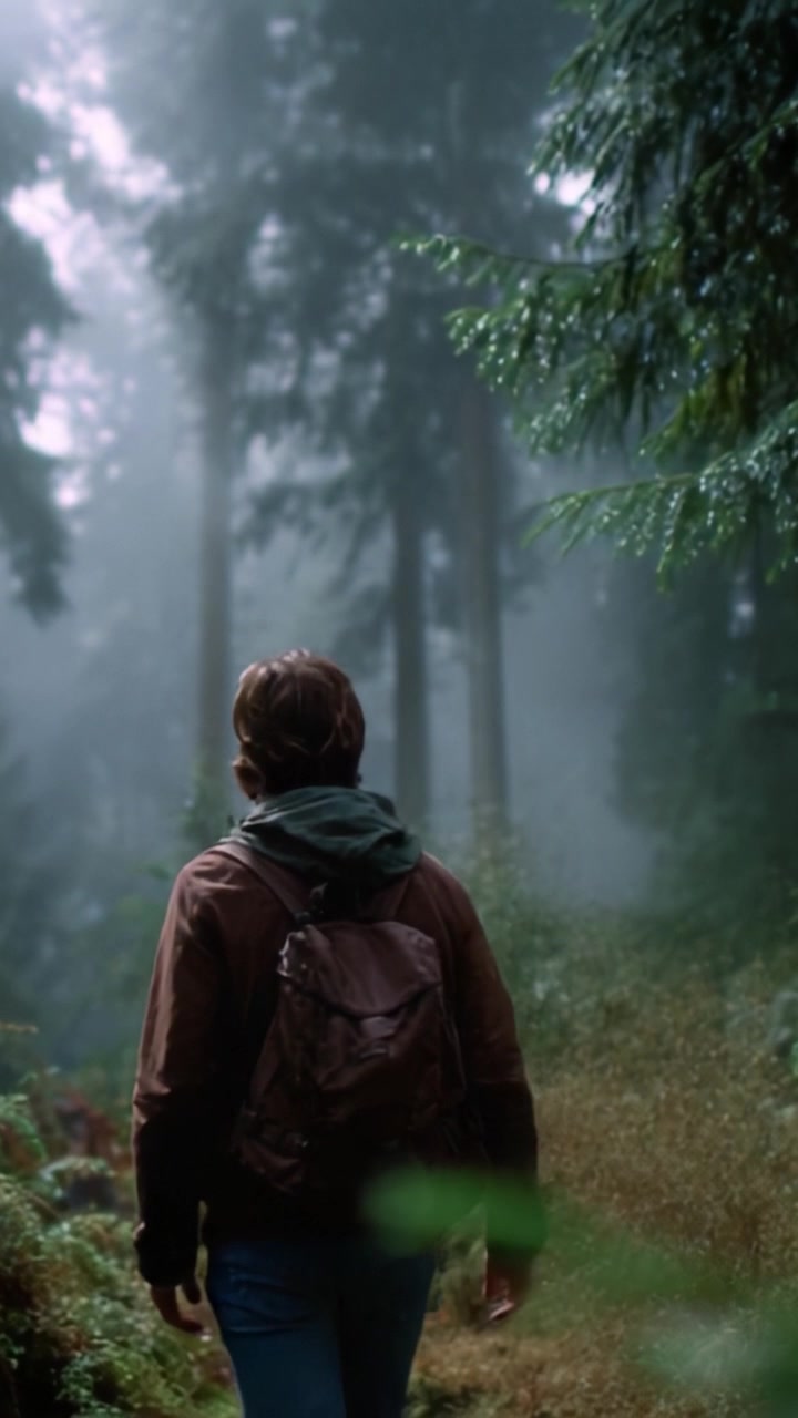 A Hiker Explores the Misty Forest Path Surrounded by Lush Greenery, Capturing the Tranquility and Beauty of Nature in the Heart of the Wilderness.