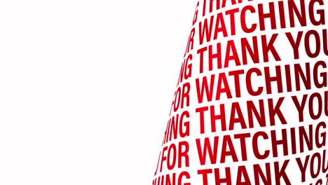 thank you for watching red text typography seamless loop animation on white background with copy space for your text or artwork. advertising animated banner with blank space. 4k 3d text cylinder kinetic looping.