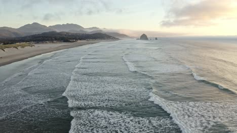 Drone-shot-of-soft-waves-on-the-beach