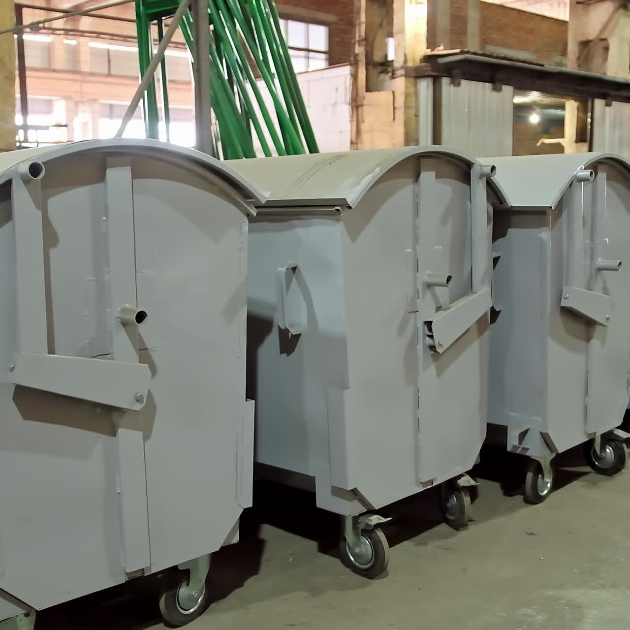 Lots of trash containers