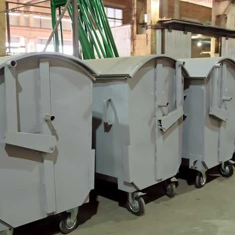 lots of trash containers