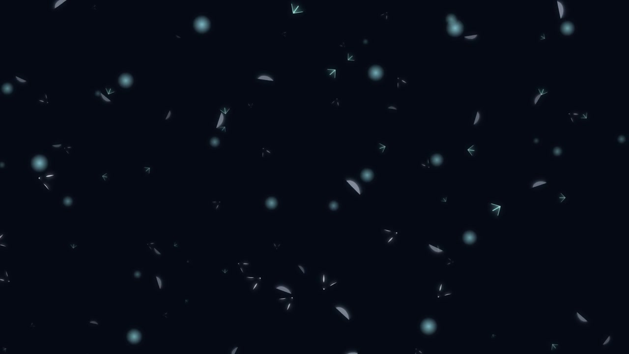 Abstract Floating Glowing Particles and Petals on Dark Background