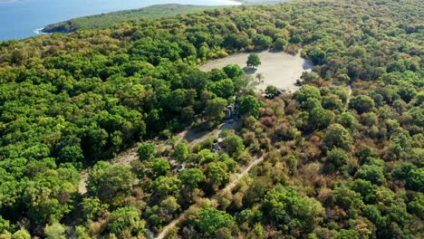 drone retreating from beglik tash and revealing the coastline of black sea, situated a few kilometers north of the city of primorsko in bulgaria