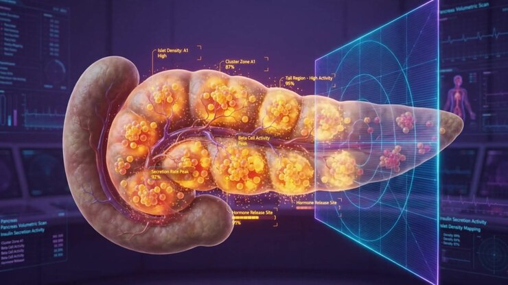 Pancreas Hologram 3D Animation, Holographic Pancreas Scan In Lab