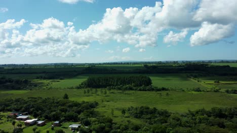 stunning rotating view of green fields under beautiful cloudy sky in paraguay