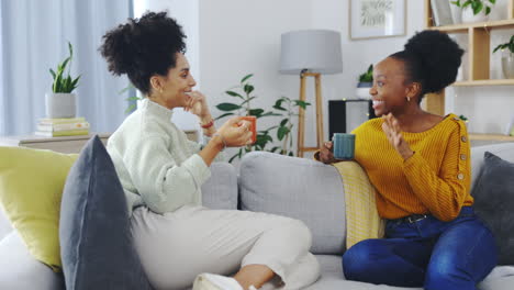 coffee, conversation and girl friends on a living
