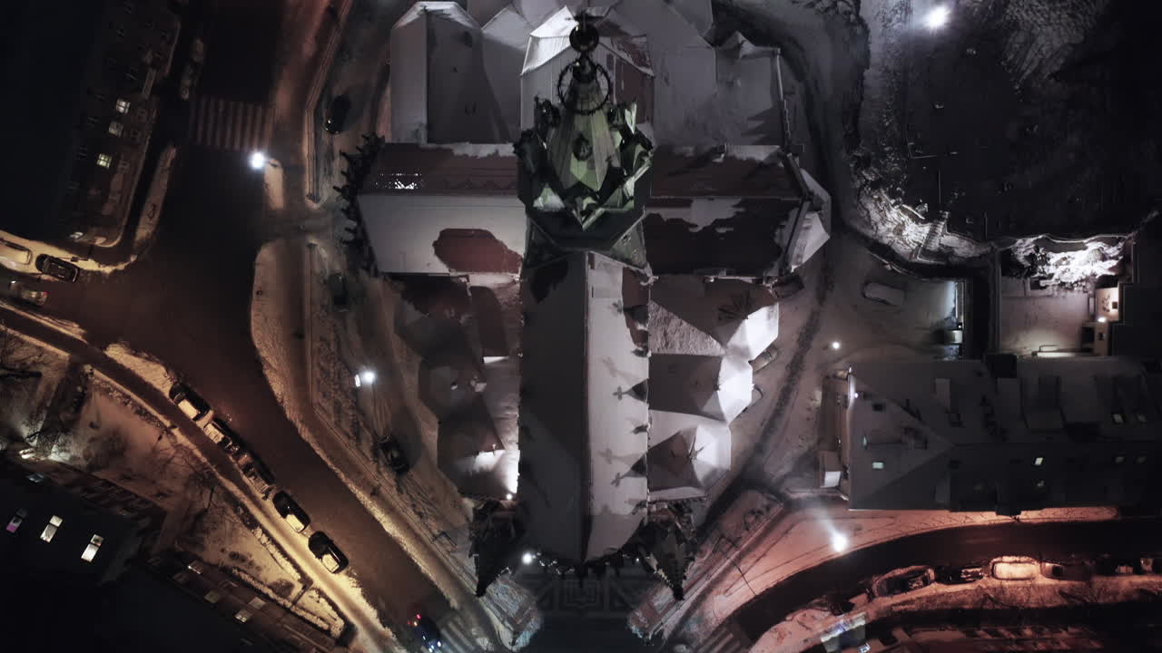 invierno en cracovia, polonia - vista aérea de st