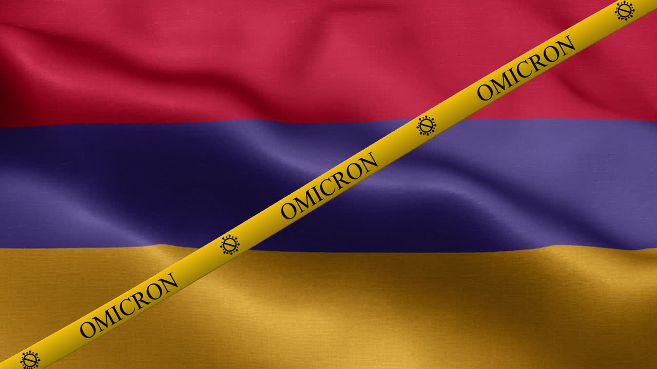 variante omicron y banda de prohibición en la bandera de armenia