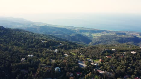 aerial view of kyrenia mountains and coast of mediterranean sea, cyprus