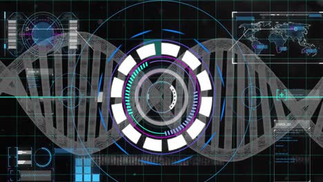 Animation-Des-Scope-Scannens-über-Einem-DNA-Strang