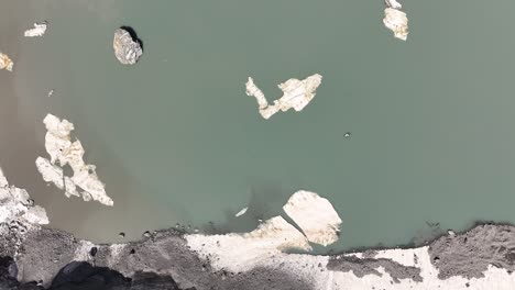 top-down aerial view of gletschersee at klausenpass, urner-boden, schweiz