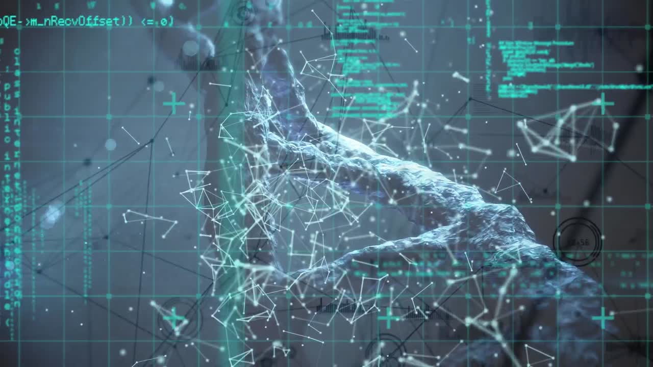 Animation of data processing over dna strand spinning
