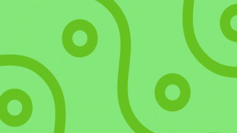 Animation-of-green-curves-and-circles-scrolling-on-green-background