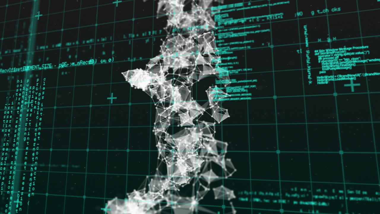 dna 가닥 회전 및 의료 데이터 처리의 애니메이션