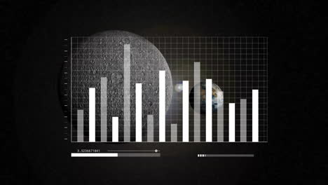 animation of data processing and statistics over globe