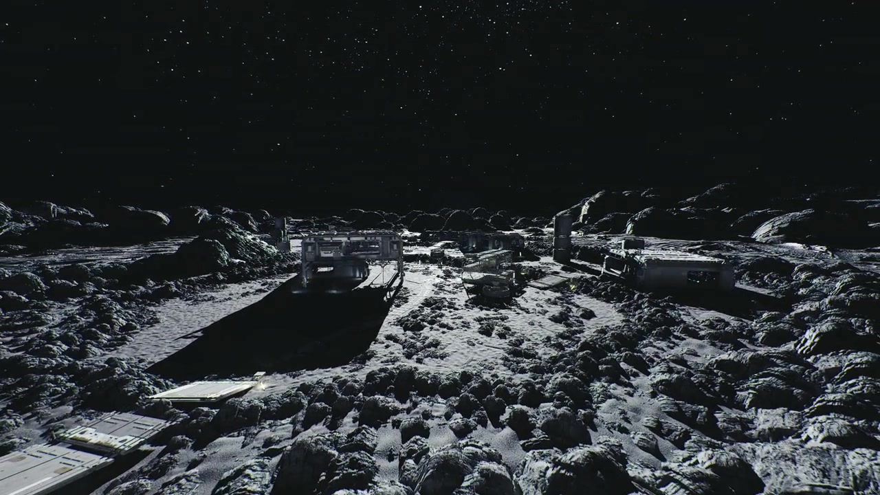 Logistics pathways and support infrastructure under night sky