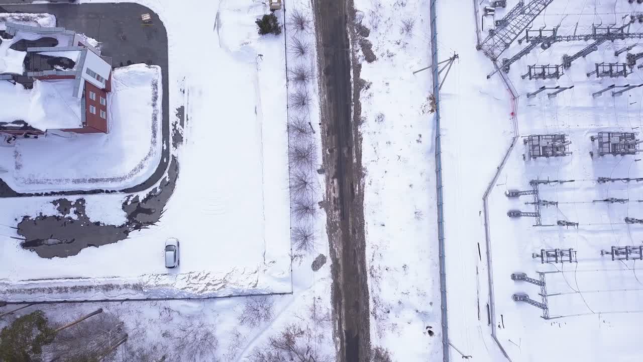 겨울 에 발전소 의 공중 사진