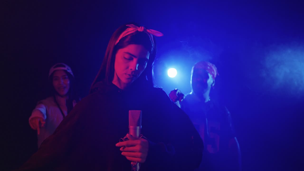 Music performance with a female singer