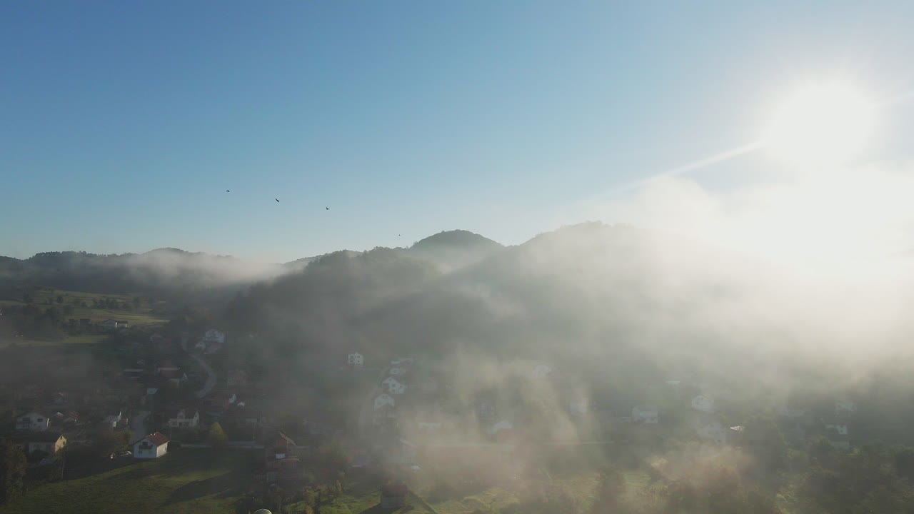 Foggy Mountainside Village