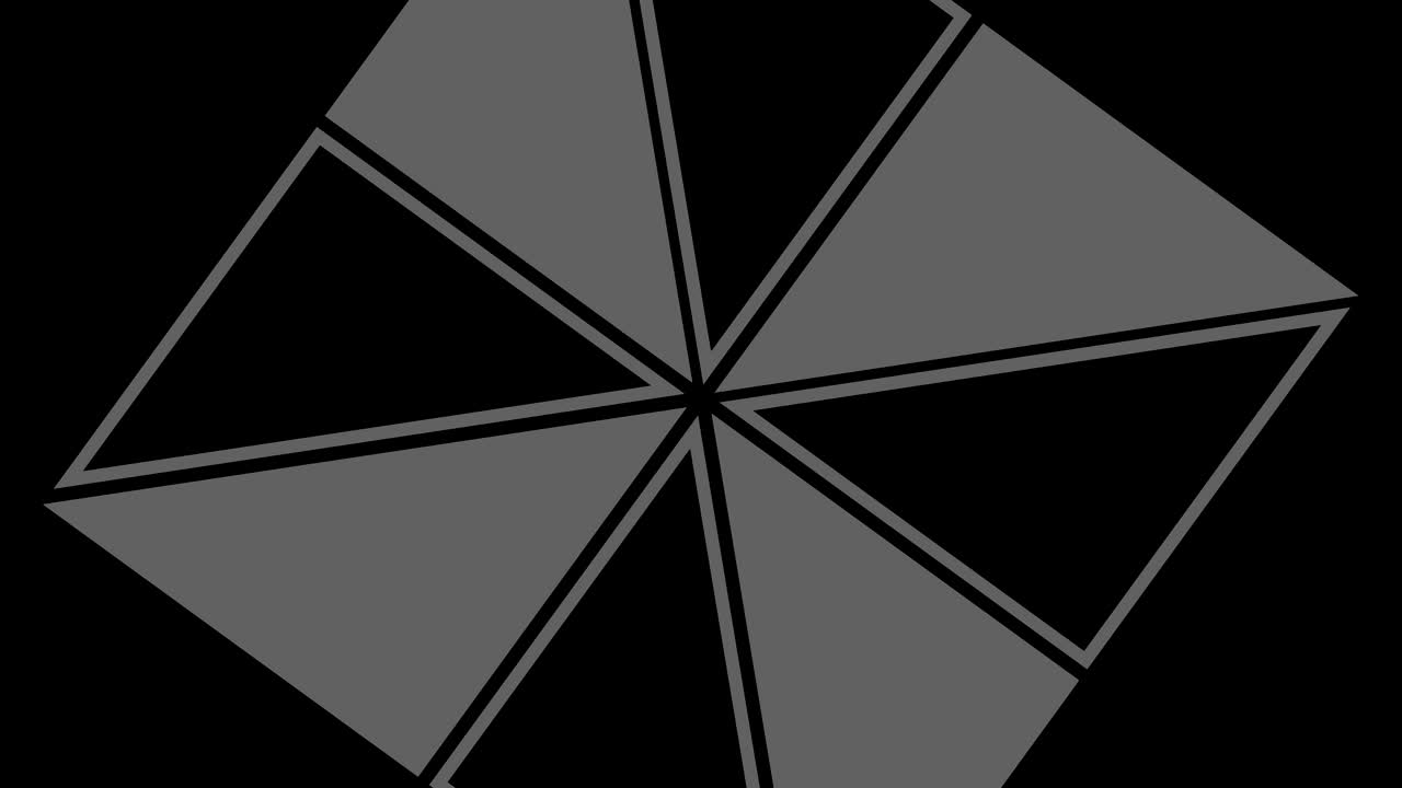 Graphic drawing in black and white with stroboscopic and hypnotic effect, while it rotates clockwise and increases in size.