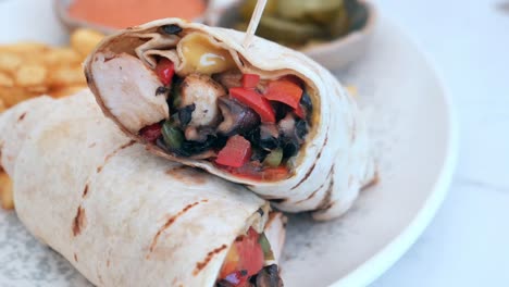 chicken wrap with fries