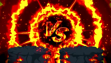 cartoon fire animation. flame loop background. competition. battle game. versus icon. vs icon.