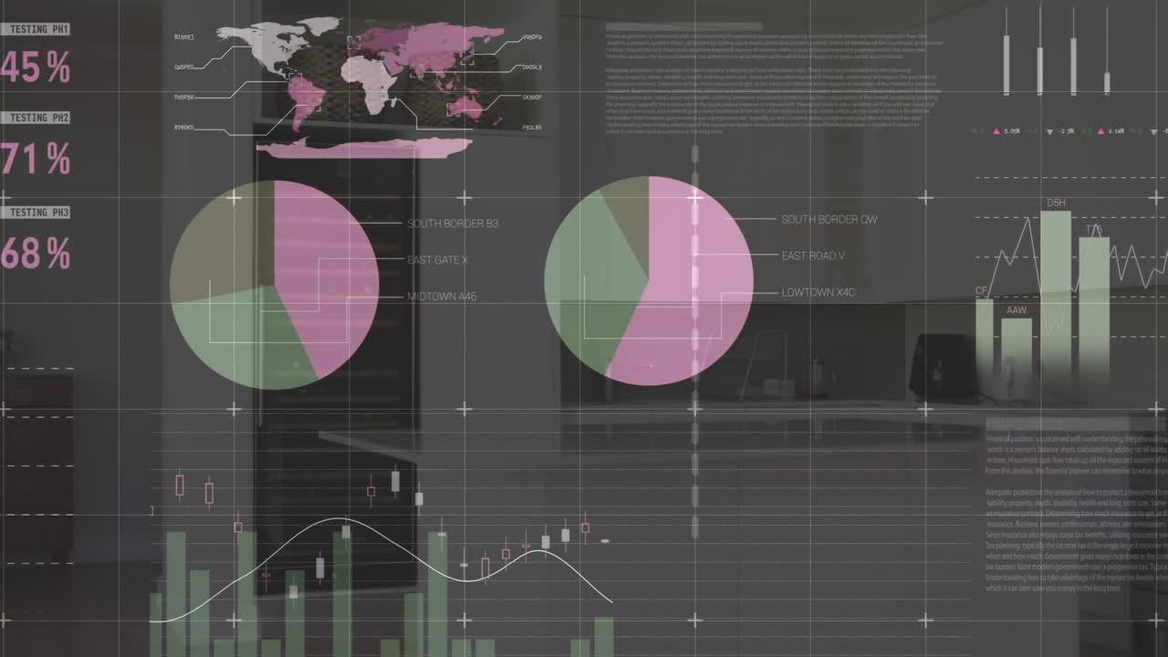 animación del procesamiento de datos en el interior de la casa.
