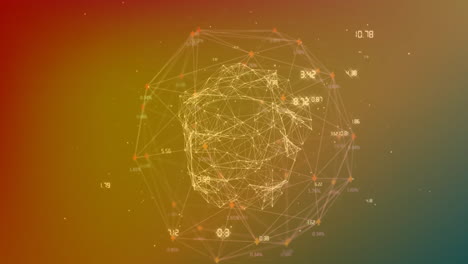 animación de números alrededor de puntos conectados que forman globos sobre un fondo de gradiente