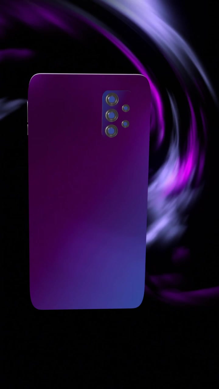 Animación de un smartphone sobre estelas de luz en un fondo negro.
