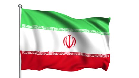 bandera de irán con estructura de tela en el viento (canal alfa, en bucle)