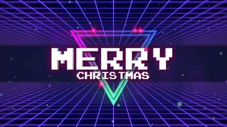 Animation intro text Merry Christmas and abstract retro triangle retro holiday background 2