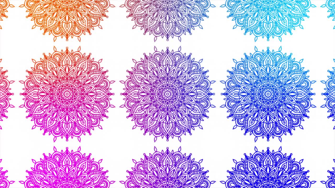 Abstract ornamental digital hand drawn mandala kaleidoscope footage. Floral vintage tattoo decorative elements oriental islam pattern