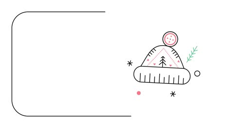 video de 4k de sombrero de invierno en estilo doodle sobre un fondo blanco.