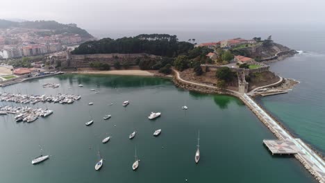 spanish coastline city of baiona aerial view