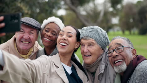 caregiver, old people and selfie