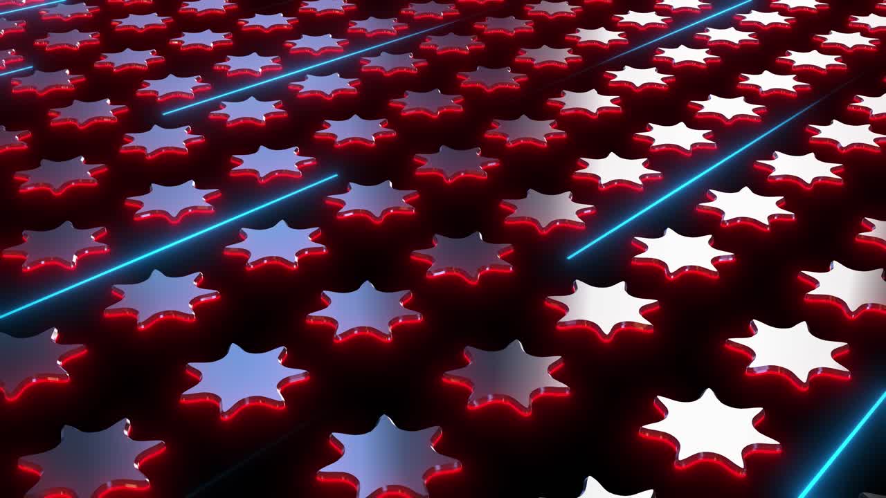 Abstract Geometric Pattern with Stars and Neon Lighting