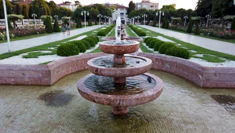 peaceful scenery of fountain in the park