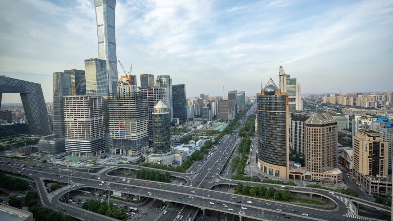 Timelapse of the Beijing city skyline from a high vantage point