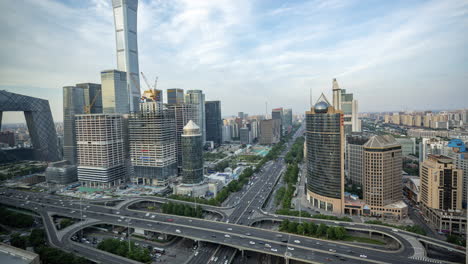 timelapse of the beijing city skyline from a high vantage point
