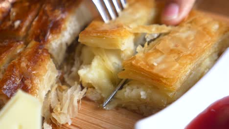 close-up of a delicious flaky cheese pastry