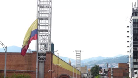 colombian flag moved by the wind in bogota