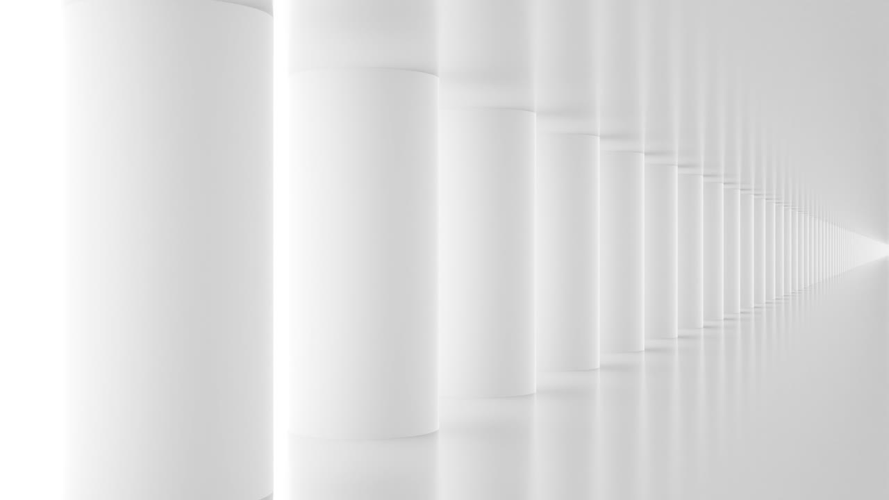 corredor blanco vacío futurista con columnas y luz brillante