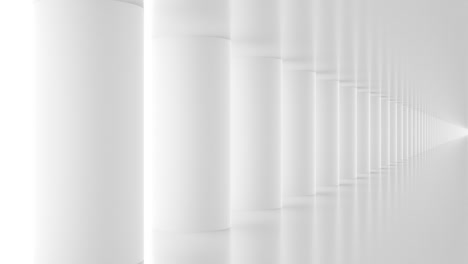 futuristic empty white corridor with columns and bright light