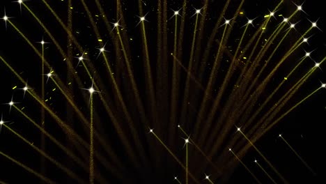 Animation-Von-Feuerwerk-Und-Konfetti-Auf-Schwarzem-Hintergrund